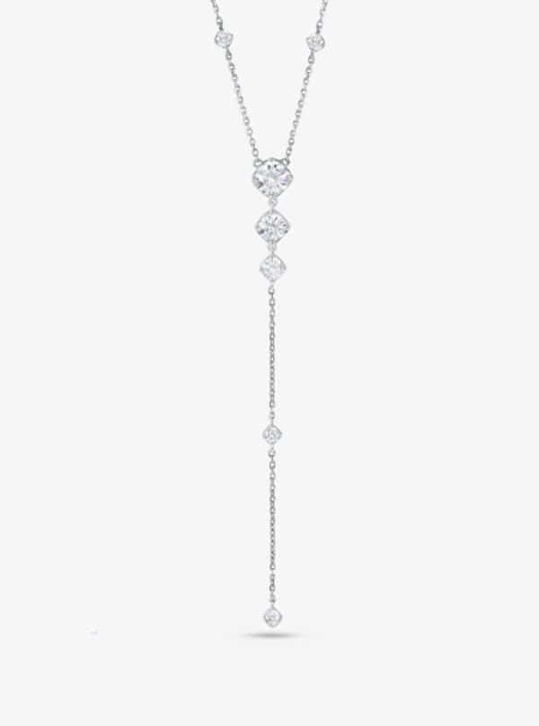 Damske Náhrdelník Michael Kors Sterling Silver Pavé Lariat Strieborne - Šperky Michael Kors Levně | KOEYX-1804